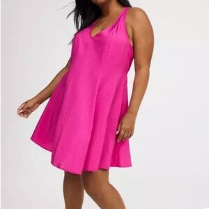 Torrid Fuchsia Twist Back Mini Trapeze Dress, Women's Size 1X